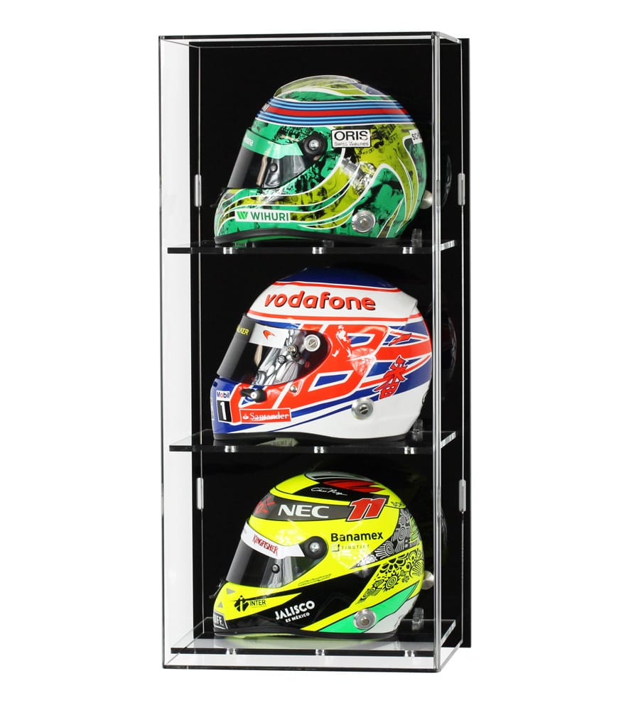 Acrylic Wall Display Case for Three 12 Scale Model F1/GP Helmets