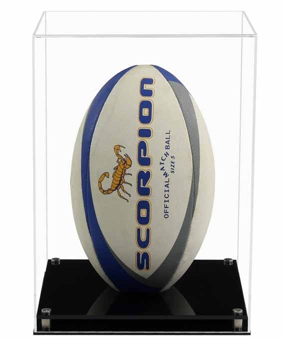 Display Case for a Rugby Ball with a Modern Base (Choice of Base
