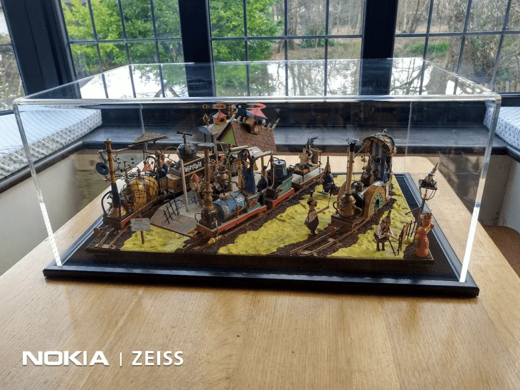 Review of Custom Sized Acrylic Display Case with a Wooden Base (Choice of Base Colours) by Dave B Customer supplied photo of the custom acrylic display case shown with a black base and a diorama displayed inside.