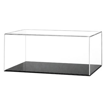 Clear Display Box - 350mm wide x 250mm deep x 183mm high Internally- Choice of Base Colours