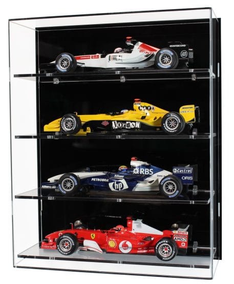 Acrylic Wall Display Case for Four 1:18 Scale Model Formula One Cars