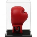 Acrylic Vertical Single Boxing Glove Display Case including a Wooden Base (Choice of Base Colours)