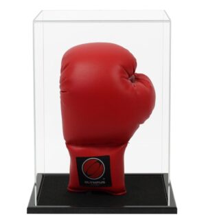 Main product image for the Acrylic Vertical Single Boxing Glove Display Case including a Wooden Base (Choice of Base Colours)