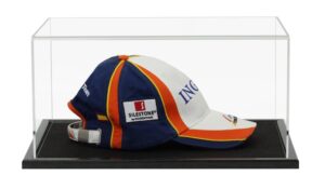 Acrylic Baseball Cap Display Case with Wooden Base (Choice of Base Colours)