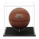 Acrylic Basketball Display Case including a Wooden Base (Choice of Base Colours)