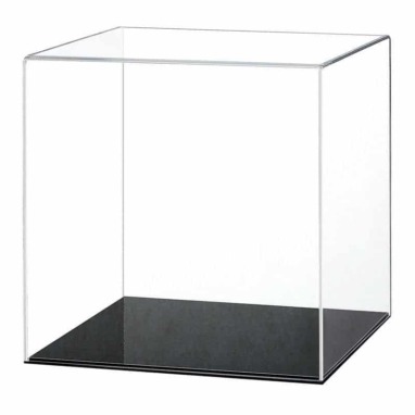 Clear Display Box - 250mm wide x 250mm deep x 248mm high Internally- Choice of Base Colours