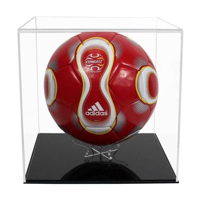 Acrylic Football Display Case with a Flat Base (Choice of Base Colours)