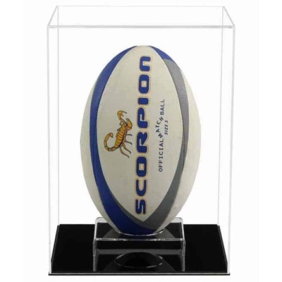 Display Case to Display a Rugby Ball Vertically with a Flat Acrylic Base (Choice of Base Colours)