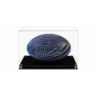 Display Case for a Rugby Ball (Horizontal) with a Modern Base (Choice of Base Colours)