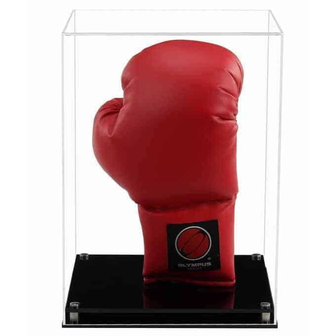 Display Case to Display a  Boxing Glove Vertically with a Modern Base (Choice of Base Colours)