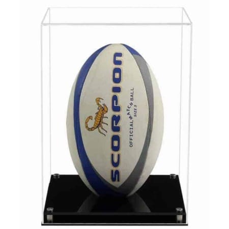 Display Case for a Rugby Ball with a Modern Base (Choice of Base Colours)