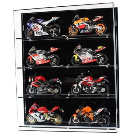 Acrylic Model Wall Display Case for 1:12 Scale Motorcycles - 4 Shelves