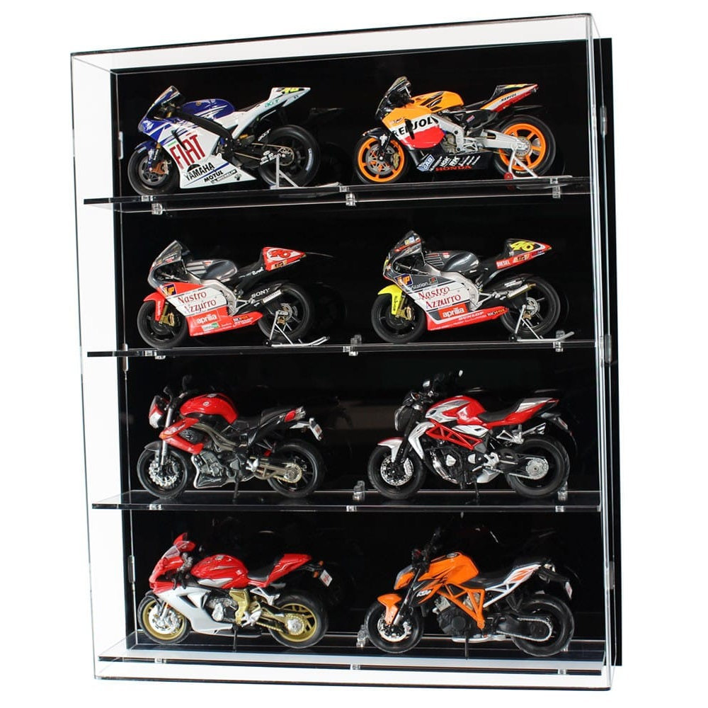 Acrylic Model Wall Display Case for 1:12 Scale Motorcycles - 4 Shelves