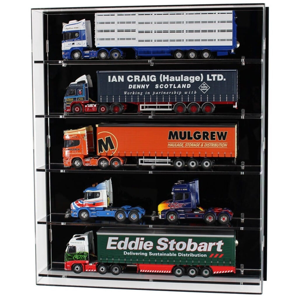 Acrylic Model Wall Display Case for 1:50 Scale Model Trucks - 5 Shelves