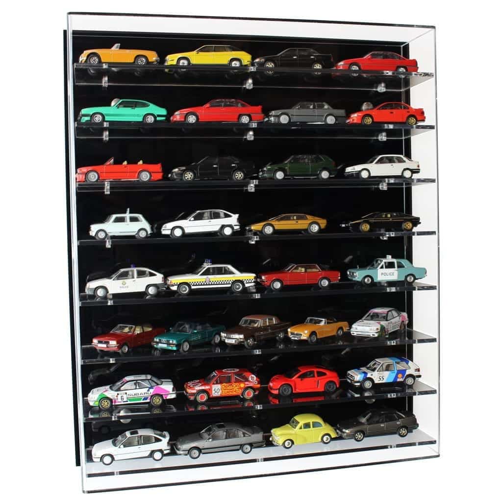 Acrylic Model Wall Display Case for 1:43 Model Cars with 8 Shelves