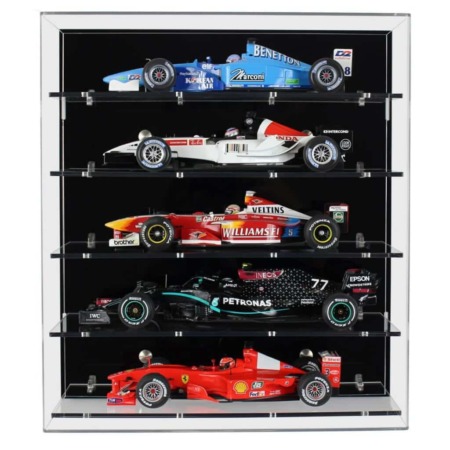 Acrylic Wall Display Case for Five Larger Modern 1:18 Scale Model Formula One Cars