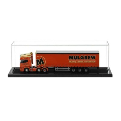 1:50 scale diecast model truck displayed inside our acrylic display case with wooden base